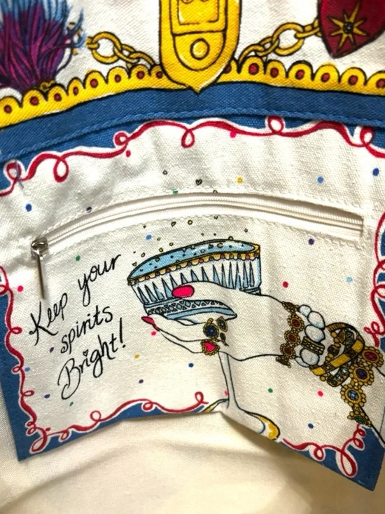 Brighton Glimmering Love Tote Canvas Bag Blue Multi Heart Charm Print NWT: - Picture 10 of 10